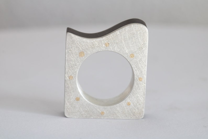 ring unique Unique ring in silver with solid ebony inlay goldsmithing crafts ebony ring precious gold jewelry