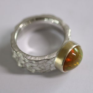 Ring in Silber mit schönem in 750Gold gefassten Opal Cabochon von Frank Schwope, Schmuckstück, Ring für Damen, Unikatschmuck, Schmuckunikat Bild 6