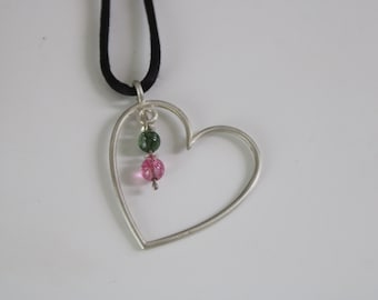 Heart pendant in solid silver with small semi-precious stones by Frank Schwope, heart, choker, Schwope, unique, unique jewelry, gemstone,