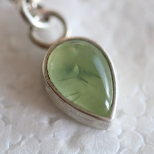 Dream Prehnite drop pendant with 925 silver chain by Frank Schwope, green, cabochon, gemstone, solitaire pendant, Prehnite, goldsmith&#39;s work