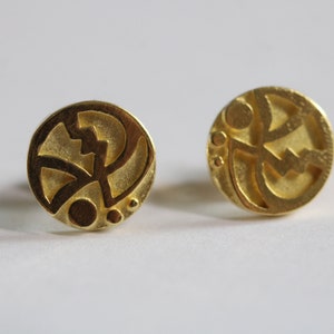 Schönes Ohrsteckerpaar aus massiven 925 Silber, 22kt hochwertig goldplattiert von Frank Schwope, Schmuckunikat, Goldschmiedearbeit, Gold