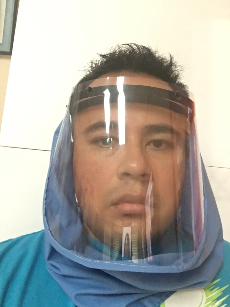 Extended face shield with cloth extension by nuPROTO Made in Etsy