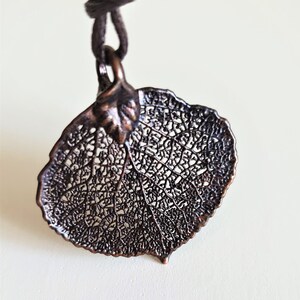 Real aspen leaf in black patina