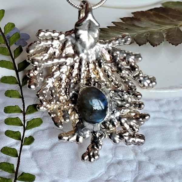 Collana con cipresso, cipress  necklace, botanical necklace, with labradorite, nature pendant, Zipress , kette, natur
