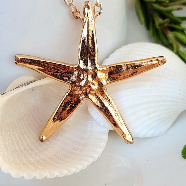 Starfish necklace, rose gold, stella marina , oro rosa,  rose gold kette, pink gold, natural necklace, mermaid necklace
