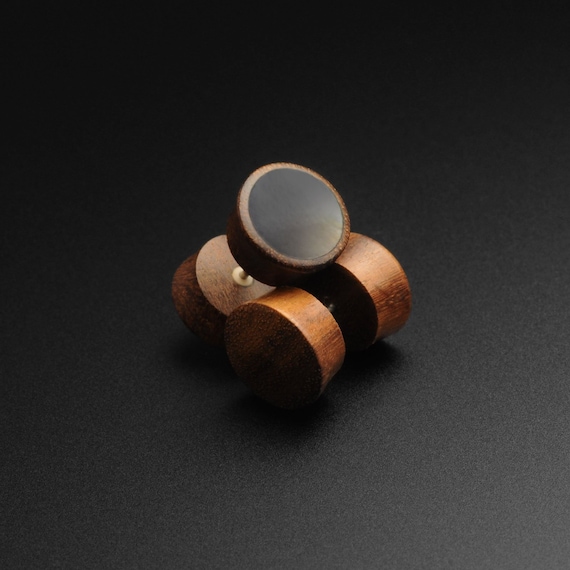Hand Carved Brown Narra Wood Surgical Steel Screw On Fake Cheater Plugs Earrings Hand Carved Brown Narra Wood Surgical Steel Screw On Fake Cheater Plugs Earrings