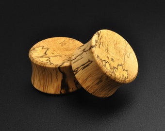 Plug organique concave double torche en bois de tamarin | Jauges de civière d'oreille en bois | Tailles 6 mm (2 g) - 30 mm (1 3/16") | Livraison GRATUITE disponible !