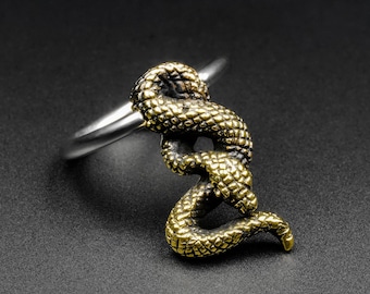 Hanging Snake Brass & Surgical Steel BCR Ball Closure Ring| Ball Rings For Nose, Ear, Nipple Piercing | ***No USA TARIFFS!***
