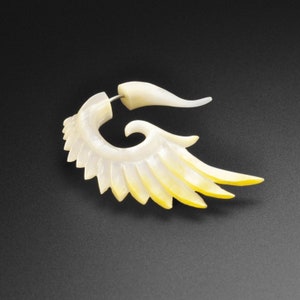 Mother Of Pearl Fake Gauge Angel Wing For Pierced Ears | FREE Worldwide Delivery!