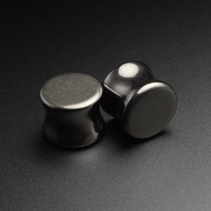 Hematite Double Flare Stone Plug | Organic Stone Ear Stretcher Gauges | Sizes 3mm (8g) - 25mm (1&quot;) | ***No USA TARIFFS!***