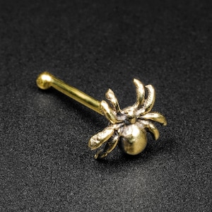 Spider Brass Nose Stud (Nose Bone) | Nose Studs, Nose Bone Fit | Nose Piercing Jewellery | Brass Body jewellery | ***No USA TARIFFS!***