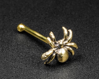 Spider Brass Nose Stud (Nose Bone) | Nose Studs, Nose Bone Fit | Nose Piercing Jewellery | Brass Body jewellery | ***No USA TARIFFS!***