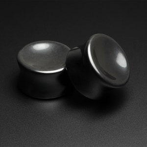 Hematite Double Flare Concave Stone Plug | Organic Stone Ear Stretcher Gauges | Sizes 3mm (8g) - 25mm (1&quot;) | ***No USA TARIFFS!***
