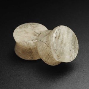 Tourmalinated Quartz Double Flare Stone Plug | Organic Stone Ear Stretcher Gauges | Sizes 6mm (2g) - 16mm (5/8&quot;) | FREE Worldwide Available!