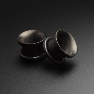 Black Areng Wood Single Flare Concave Tunnel | Wooden Ear Stretcher Gauges | Sizes 4mm (6g) - 16mm (5/8&quot;) | FREE Delivery Available!