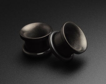 Black Areng Wood Single Flare Concave Tunnel | Wooden Ear Stretcher Gauges | Sizes 4mm (6g) - 16mm (5/8") | FREE Delivery Available!
