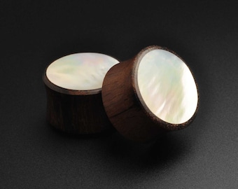 Sono Wood Double Flare Plug With MOP Inlay | Wooden Ear Stretcher Gauges | Sizes 6mm (2g) - 25mm (1") | FREE Worldwide Delivery!