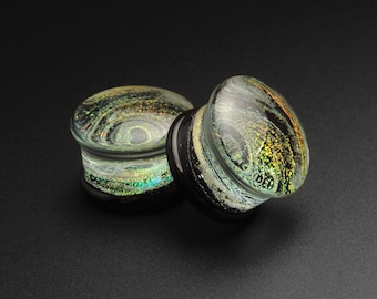 Purple Galaxy Swirl Glass Double Flare Plug | Glass Ear Stretcher Gauges | Sizes 6mm (2g) - 25mm (1") | ***No USA TARIFFS!***