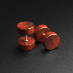 Cherry Wood Fake Gauge Plug For Pierced Ears | FREE Worldwide Delivery!