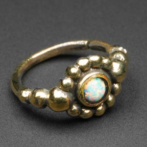 Beaded Synthetic White Opal Brass Seamless Nose Ring | Nose Rings, Nose Studs & Hoops | Nose Piercing Jewellery | ***No USA TARIFFS!***