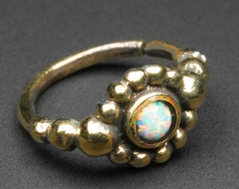 Beaded Synthetic White Opal Brass Seamless Nose Ring | Nose Rings, Nose Studs & Hoops | Nose Piercing Jewellery | ***No USA TARIFFS!***