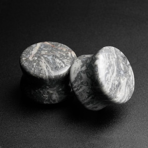 Picasso Jasper Double Flare Stone Plug | Organic Stone Ear Stretcher Gauges | Sizes 6mm (2g) - 25mm (1&quot;) | FREE Delivery Available!