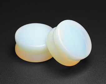 Opalite Double Flare Stone Plug | Organic Stone Ear Stretcher Gauges | Sizes 6mm (2g) - 25mm (1") | High Polish | ***No USA TARIFFS!***