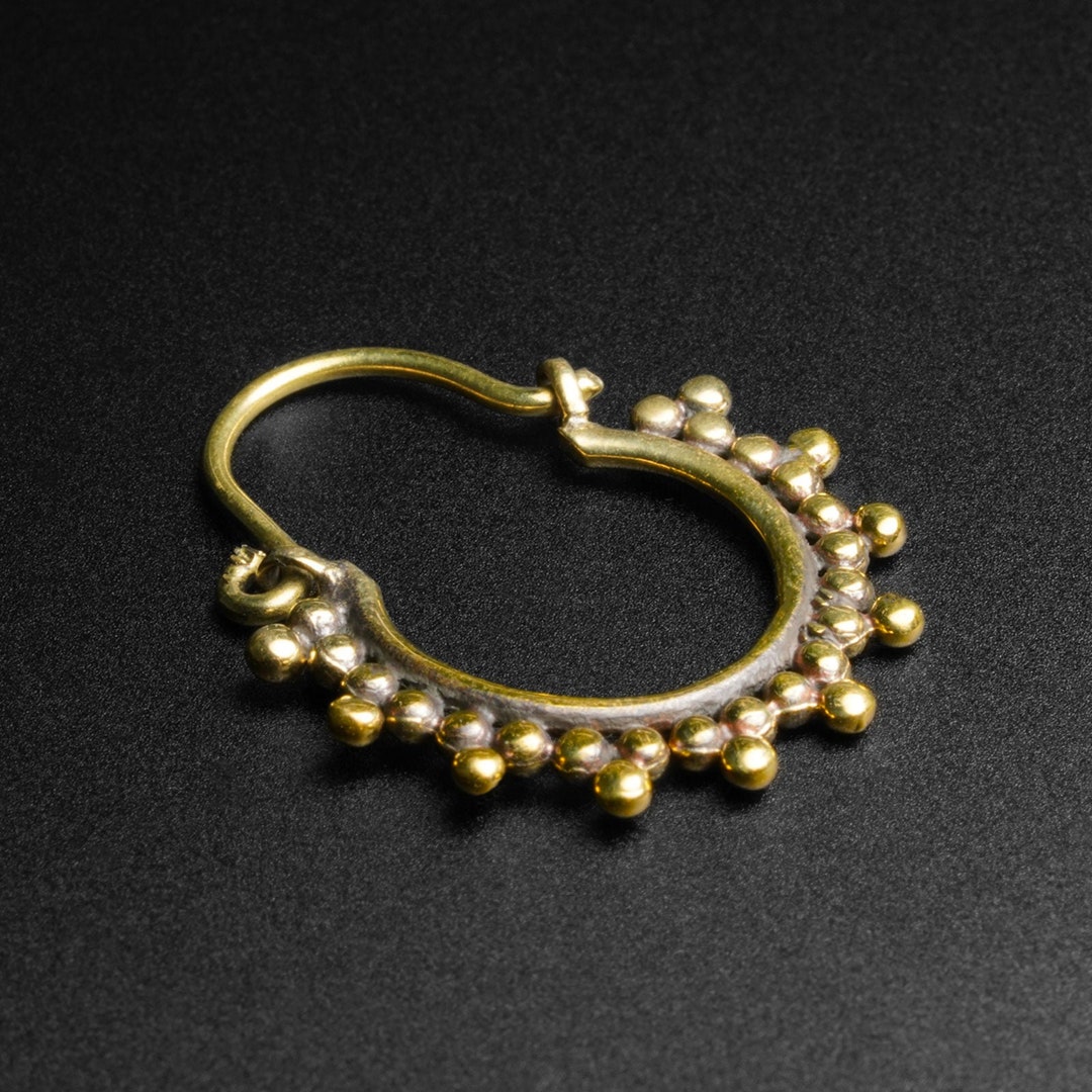 Trio of Dots Brass Mini Plug Hoops | Plug Hoops for Stretched and ...