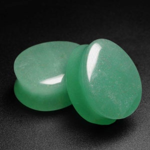Green Aventurine Double Flare Teardrop Plug | Organic Stone Ear Stretcher Gauges | Sizes 6mm (2g) - 25mm (1") | FREE Delivery Available!