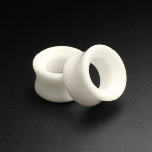 White Glass Double Flare Concave Tunnel | Glass Ear Stretcher Gauges | Sizes 6mm (2g) - 19mm (3/4") | FREE Delivery Available!