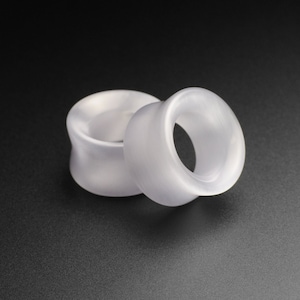 Grey Cat&#39;s Eye Glass Double Flare Concave Tunnel | Glass Ear Stretcher Gauges | Sizes 6mm (2g) - 18mm (11/16&quot;) | FREE Delivery Available!