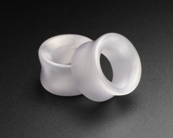 Grey Cat's Eye Glass Double Flare Concave Tunnel | Glass Ear Stretcher Gauges | Sizes 6mm (2g) - 18mm (11/16") | ***No USA TARIFFS!***