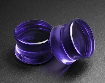 Purple Glass Double Flare Plug | Glass Ear Stretcher Gauges | Sizes 6mm (2g) - 25mm (1") | ***No USA TARIFFS!*** | Glass Gauges