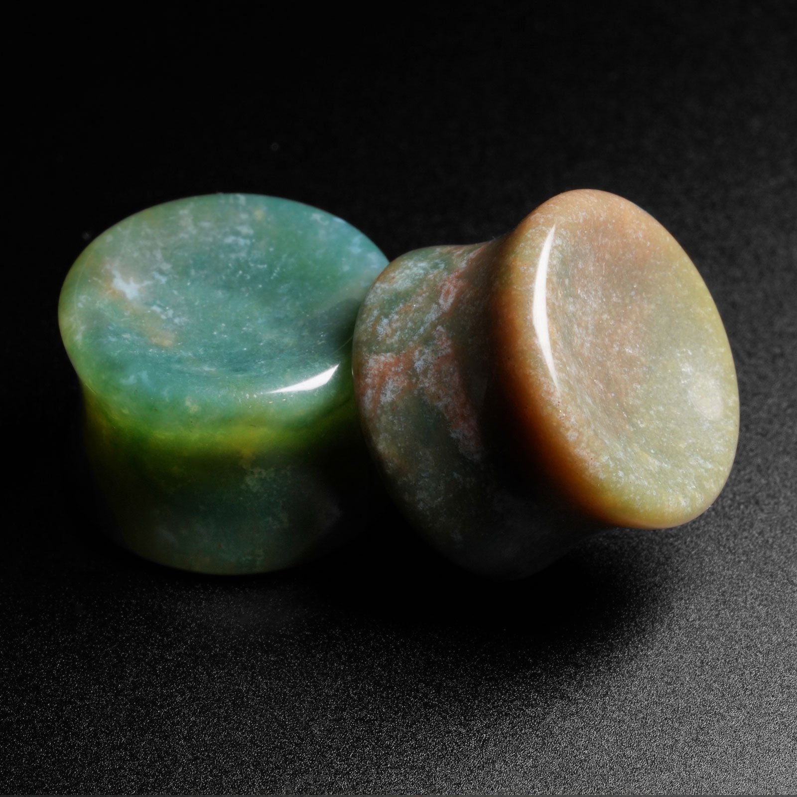 10 sizes Pair of Amazonite Organic Stone Plugs 6mm to 25mm Double Flared 10 sizes Pair of Amazonite Organic Stone Plugs 6mm to 25mm Double Flared