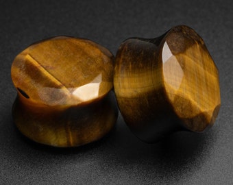 Organic Natural Red Tiger's Eye Double Flared Stone Plugs Organic Natural Red Tiger's Eye Double Flared Stone Plugs