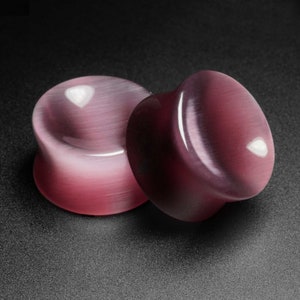 Purple Cat's Eye Glass Double Flare Concave Plug | Glass Ear Stretcher Gauges | Sizes 6mm (2g) - 25mm (1") | FREE Delivery Available!
