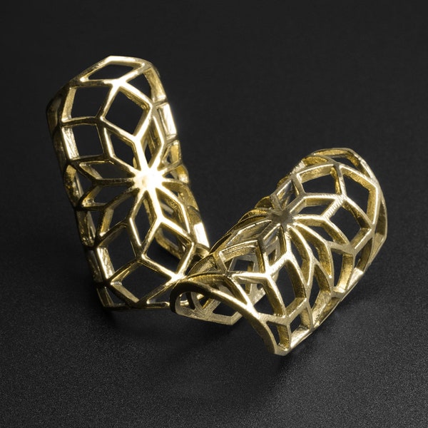 Geometric Flower Brass Ear Cuff | Italian Brass Jewelry | High Quality Brass Ear Cuffs | FREE Worldwide Delivery!