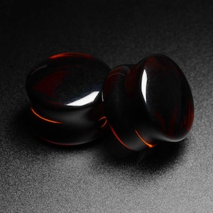 Smokey Topaz Glass Double Flare Convex Plug | Öronsträckare i glas | Storlekar 6 mm (2 g) - 16 mm (5/8 tum) | ***Inga USA-tullar!***