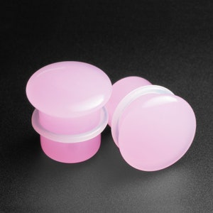 Pink Glass Single Flare Convex Plug | Glass Ear Stretcher Gauges | Sizes 3mm (8g) - 16mm (5/8”) | FREE Worldwide Delivery!