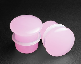 Pink Glass Single Flare Convex Plug | Glass Ear Stretcher Gauges | Sizes 3mm (8g) - 16mm (5/8”) | FREE Worldwide Delivery!