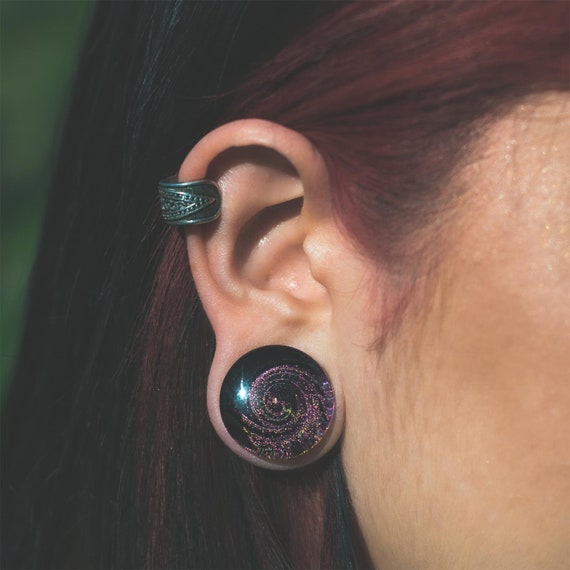 Double Flared Galaxy Swirl Glass Ear Gauges Plugs Double Flared Galaxy Swirl Glass Ear Gauges Plugs