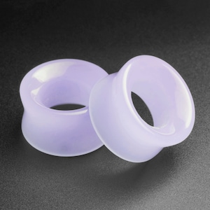 Lilac Glass Double Flare Concave Tunnel | Glass Ear Stretcher Gauges | Glass Gauges | Sizes 6mm (2g) - 25mm (1&quot;) | FREE Delivery Available!