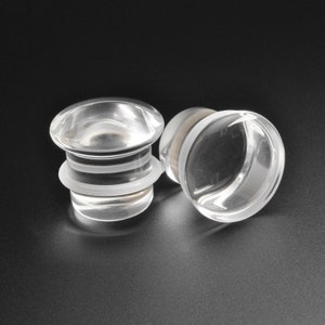 Klarglas Single Flare Convex Plug | Glasohr-Dehnungs-Messgerät | Glasohrstecker | Grössen 3mm - 16mm | GRATIS Weltweit