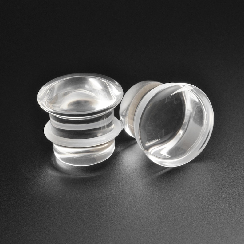 Clear Glass Single Flare Convex Plug Glass Ear Stretcher Gauge Glass Ear Plugs Sizes 3mm 8g 16mm 5/8 FREE Worldwide image 1