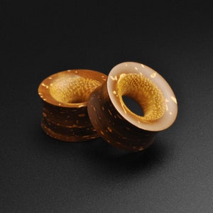Coconut Shell Double Flare Tunnel With Tewel Wood Inlay | Wooden Ear Stretchers | Sizes 6mm (2g) - 25mm (1&quot;) | FREE Delivery Available!