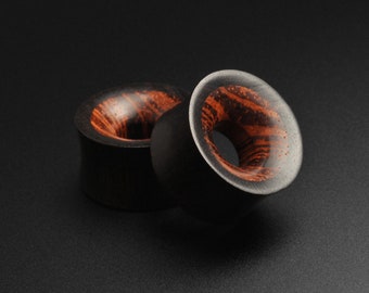 Areng Holz Double Flare Tunnel mit Rangas Holz Inlay | Hölzerne Ohr-Dehner-Messgeräte | Größen 6 mm (2g) - 40 mm | KOSTENLOSE Lieferung!