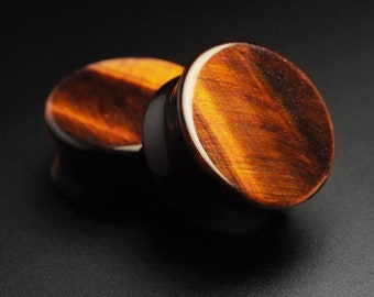 1 Pair Organic Stone Double Flared Saddle Plugs Ear Gauges Orange Red Howlite 1 Pair Organic Stone Double Flared Saddle Plugs Ear Gauges Orange Red Howlite