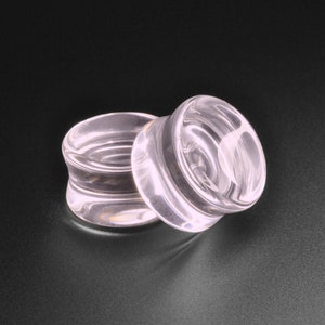 Pink Glass Double Flare Concave Plug | Organic Glass Ear Stretcher Gauges | Sizes 6mm (2g) - 25mm (1&quot;) | FREE Delivery Available!
