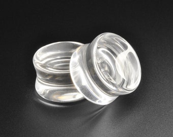 Clear Glass Double Flare Concave Plug | Glass Ear Stretcher Gauges | Sizes 6mm (2g) - 25mm (1") | ***No USA TARIFFS!***