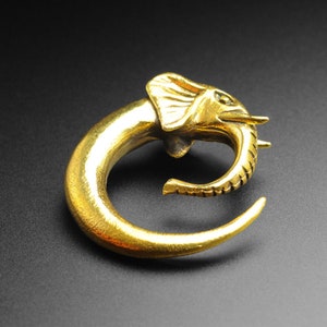 Brass Elephant Head Spiral | Brass Ear Stretcher Gauges | Sizes 6mm (2g) - 8mm (0g) | FREE Delivery Available!